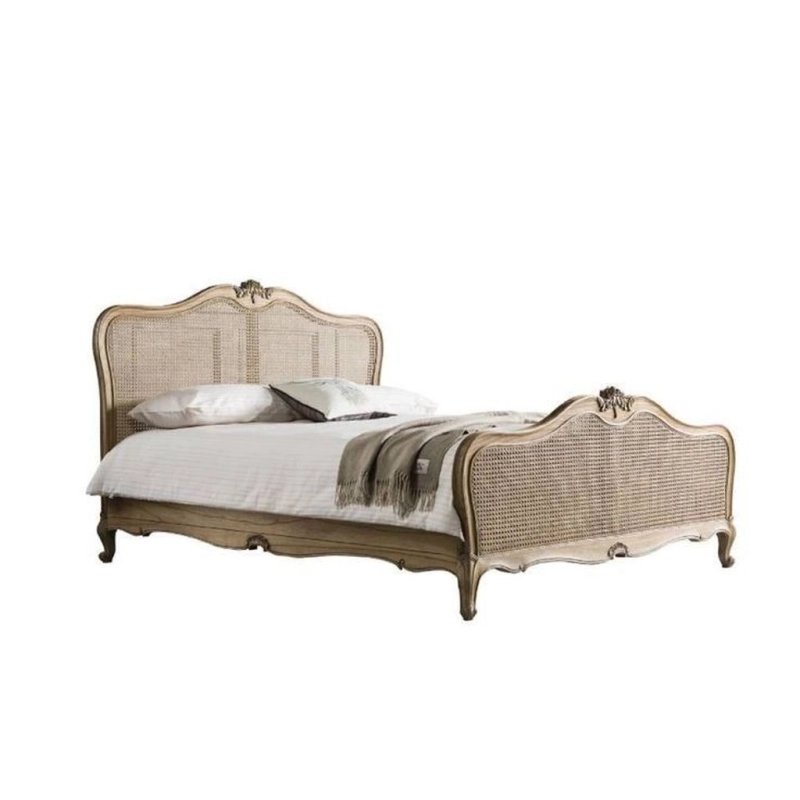 French Provincial Carved Wood Rattan Bed Classic Design French Provincial Carved Wood Rattan Bed Classic Design