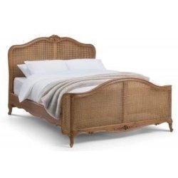 Classic French Cane Woven Wood Bed Frame