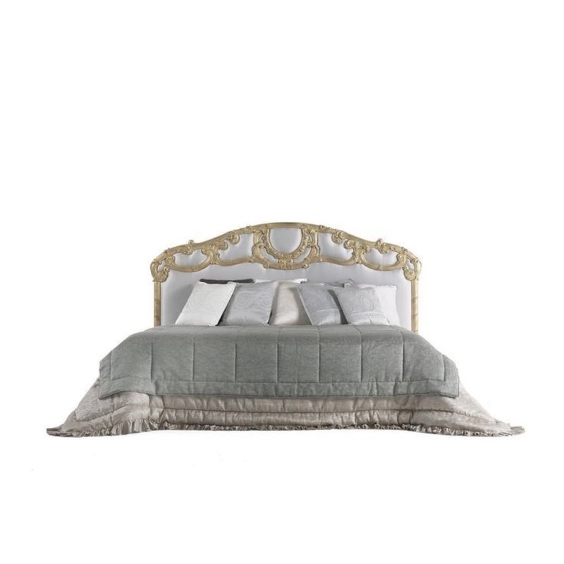 Luxury Ornate Classic Wooden Upholstered Bed with Carved Headboard Luxury Ornate Classic Wooden Upholstered Bed with Carved Headboard