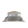 Luxury Ornate Classic Wooden Upholstered Bed with Carved Headboard
