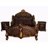 Luxurious Baroque Classic Carved Bed Set with Nightstands