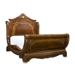 Luxury Classic Carved Solid Wood Sleigh Bed Frame