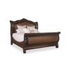 Elegant Carved Wood Upholstered Sleigh Bed