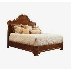Classic Style Solid Wood Bed Frame with Carved Headboard