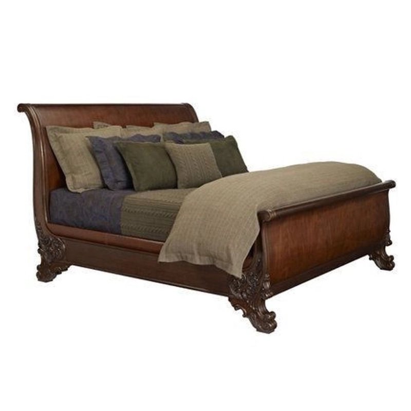 Premium Hand-Carved Solid Wood Sleigh Bed Frame Premium Hand-Carved Solid Wood Sleigh Bed Frame