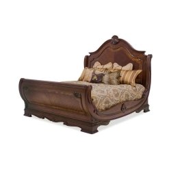 Classic Carved Solid Wood Sleigh Bed - Premium Bedroom Furniture