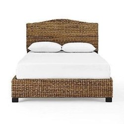 Natural Woven Rattan Platform Bed Frame Coastal Style