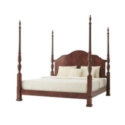 Classic Solid Wood Four Poster Bed Frame with Carvings