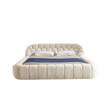 Modern Upholstered Platform Bed with Hexagonal Headboard