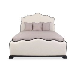 Elegant Upholstered Platform Bed with Scalloped Headboard