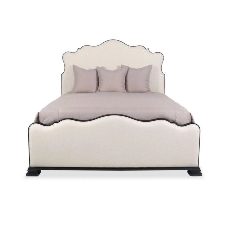 Elegant Upholstered Platform Bed with Scalloped Headboard