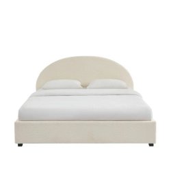 Modern Minimalist Cream Upholstered Arch Headboard Bed Frame
