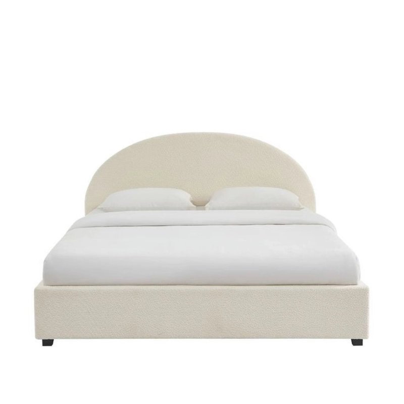Modern Minimalist Cream Upholstered Arch Headboard Bed Frame Modern Minimalist Cream Upholstered Arch Headboard Bed Frame