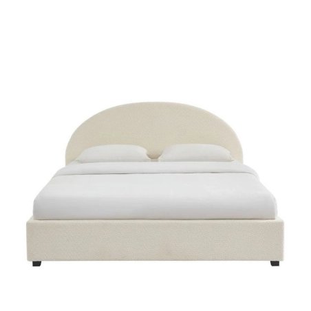 Modern Minimalist Cream Upholstered Arch Headboard Bed Frame