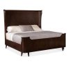 Classic Dark Brown Wooden Bed with Tall Headboard