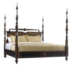 Elegant Solid Wood Four Poster Bed with Handcrafted Details