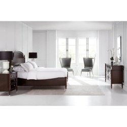 Luxury Dark Wood Upholstered Bedroom Set