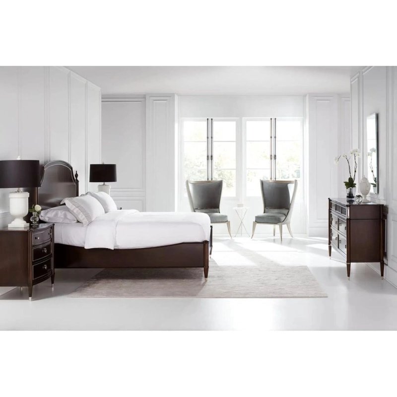 Luxury Dark Wood Upholstered Bedroom Set Luxury Dark Wood Upholstered Bedroom Set