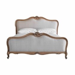 Elegant French Provincial Upholstered Solid Wood Bed Frame