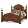 Ornate Carved Wooden Four Poster Bed with Headboard and Footboard