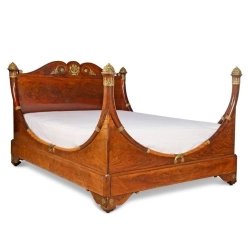 Luxury Empire Style Wood Bed with Brass Accents
