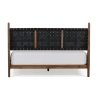 Modern Solid Wood Bed Frame with Woven Leather Headboard