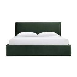Luxury Upholstered Platform Bed Frame Deep Green Fabric