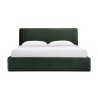 Luxury Upholstered Platform Bed Frame Deep Green Fabric