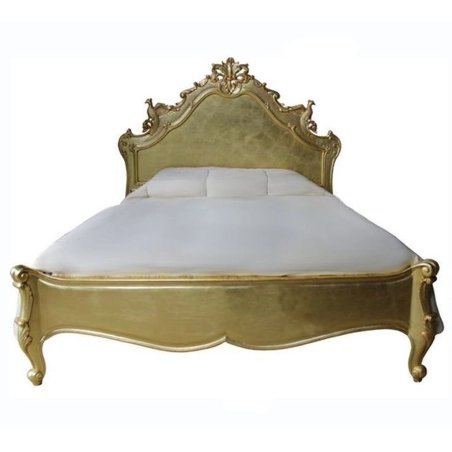 Luxury Gold Carved Wooden Bed Frame