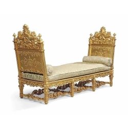 Luxury Gold Carved Wood Daybed Bench Classic Style