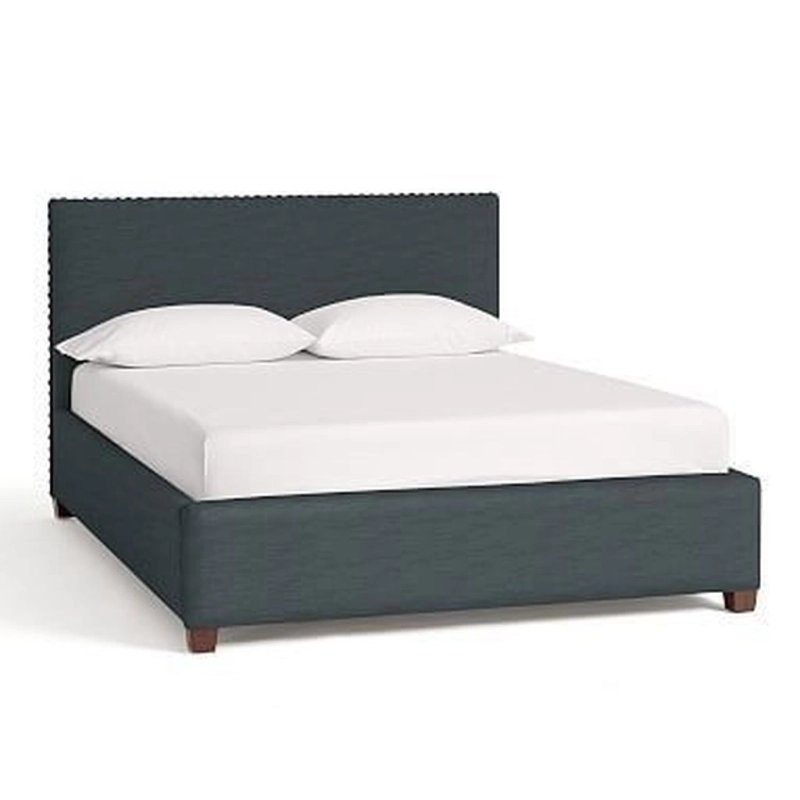 Contemporary Upholstered Bed Frame with Nailhead Trim Headboard Contemporary Upholstered Bed Frame with Nailhead Trim Headboard