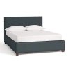 Contemporary Upholstered Bed Frame with Nailhead Trim Headboard