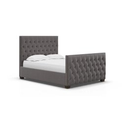 Elegant Grey Fabric Tufted Panel Bed Frame