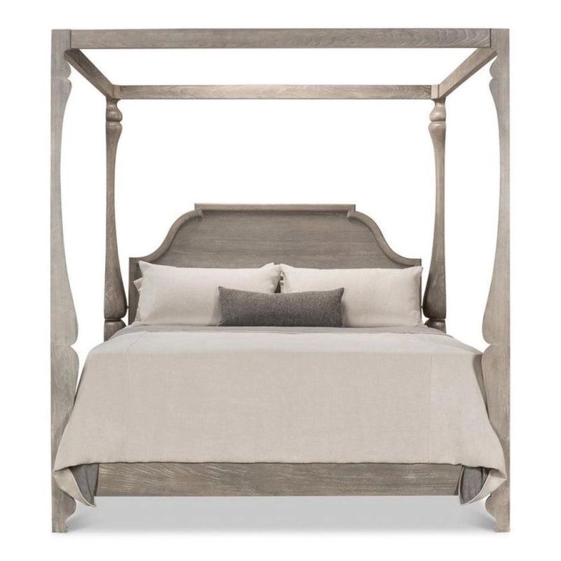 Rustic Solid Wood Four Poster Canopy Bed Frame, Weathered Grey Finish Rustic Solid Wood Four Poster Canopy Bed Frame, Weathered Grey Finish