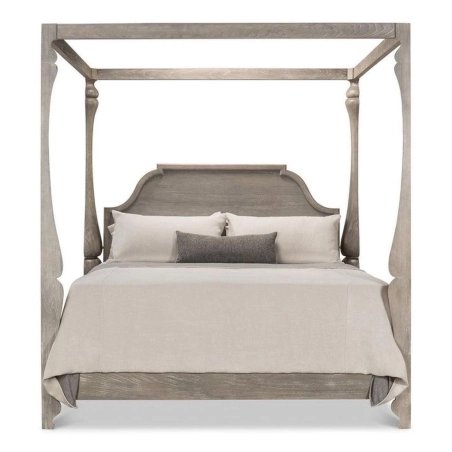 Rustic Solid Wood Four Poster Canopy Bed Frame, Weathered Grey Finish