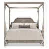 Rustic Solid Wood Four Poster Canopy Bed Frame, Weathered Grey Finish