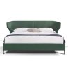 Modern Upholstered Platform Bed with Metal Legs Green Finish