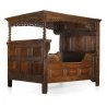 Antique Style Carved Wood Four Poster Canopy Bed