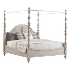 Elegant Transitional Wood Canopy Bed Frame