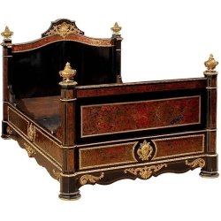 Luxurious Ornate French Empire Style Bed with Gold Accents