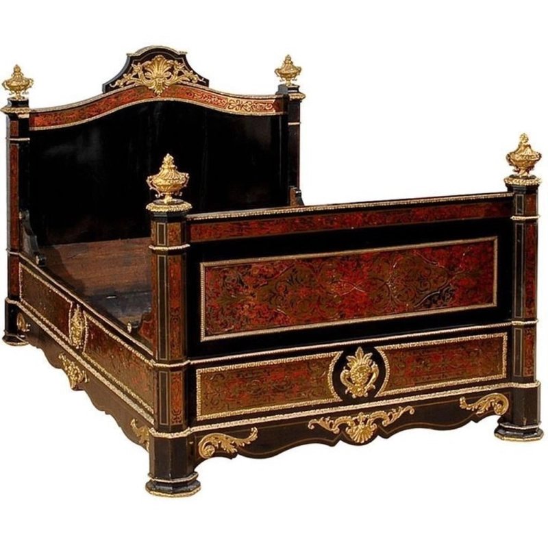 Luxurious Ornate French Empire Style Bed with Gold Accents Luxurious Ornate French Empire Style Bed with Gold Accents