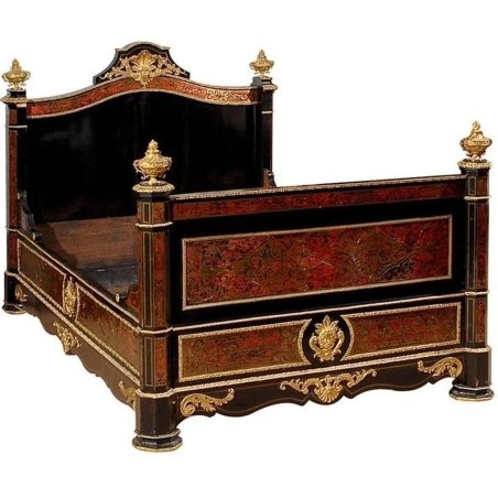 Luxurious Ornate French Empire Style Bed with Gold Accents