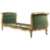 French Antique Style Green Velvet Daybed with Carved Wood Frame