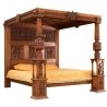 Regal Carved Wooden Canopy Bed