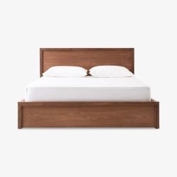 Modern Minimalist Solid Wood Bed Frame with Headboard Queen Size