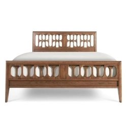 Modern Geometric Solid Wood Bed Frame with Unique Cutouts