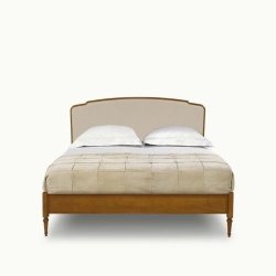 Elegant Classic Wooden Bed Frame with Upholstered Headboard