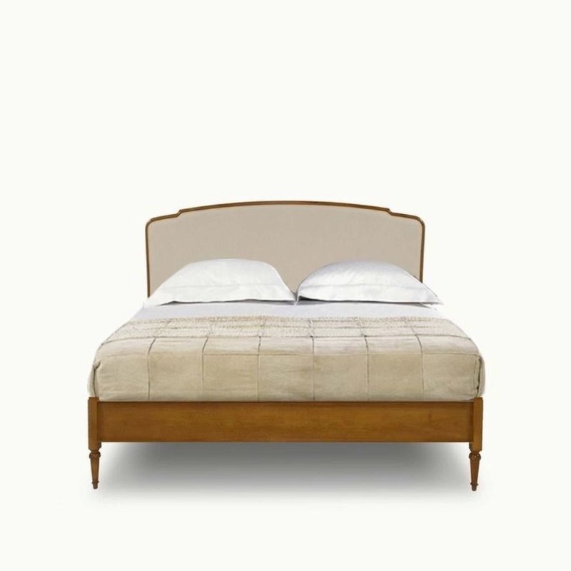 Elegant Classic Wooden Bed Frame with Upholstered Headboard Elegant Classic Wooden Bed Frame with Upholstered Headboard