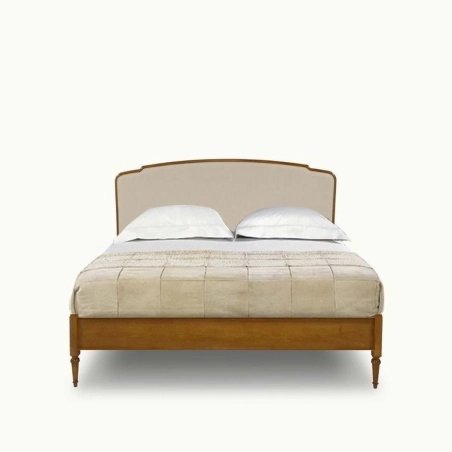 Elegant Classic Wooden Bed Frame with Upholstered Headboard