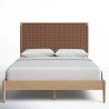 Modern Wood Bed Frame with Hand-Woven Headboard